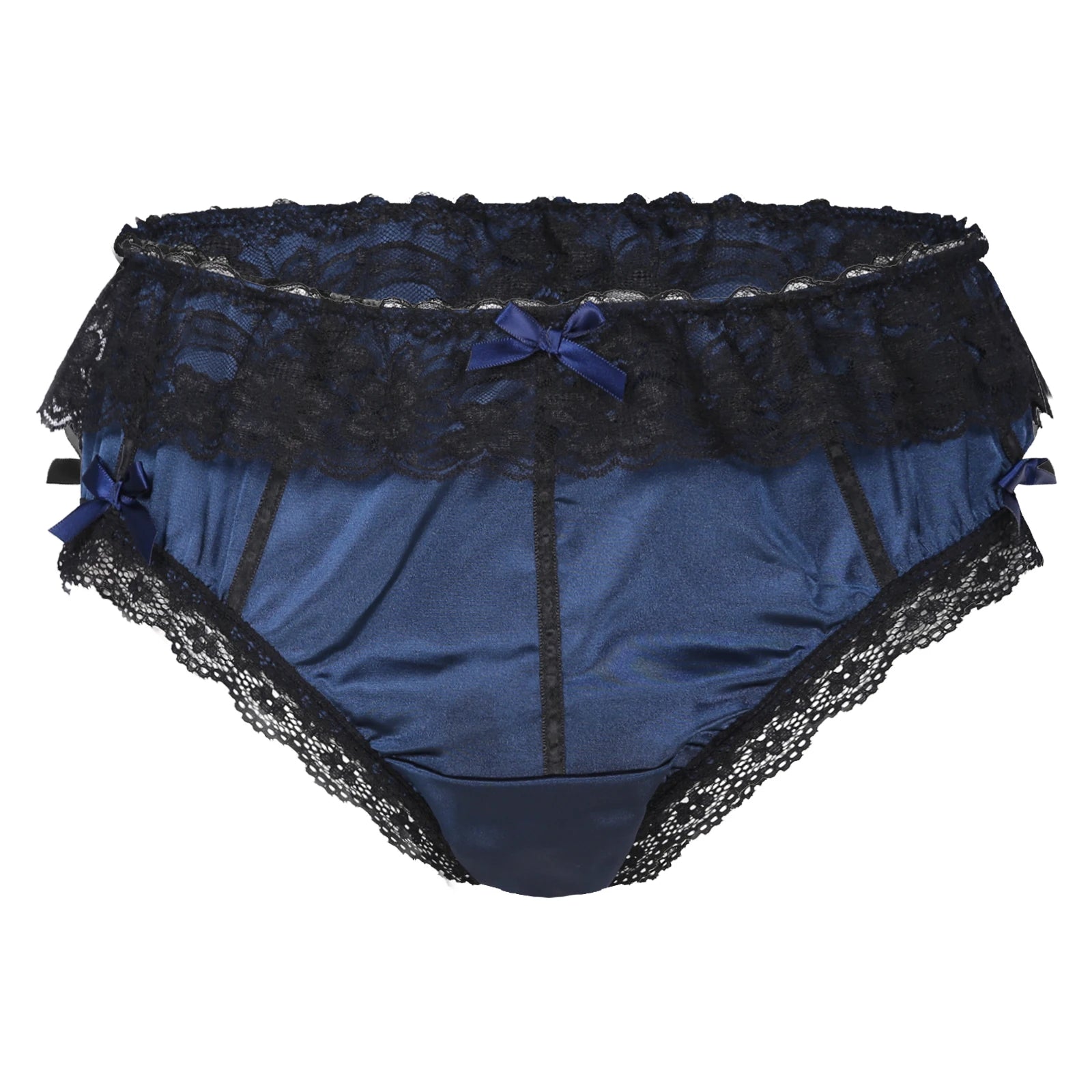 Sissy Underwear Shiny Satin Lace Ruffled Panties