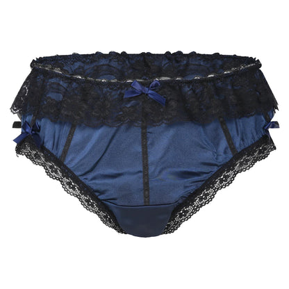 Sissy Underwear Shiny Satin Lace Ruffled Panties - Puppy's Aesthetics