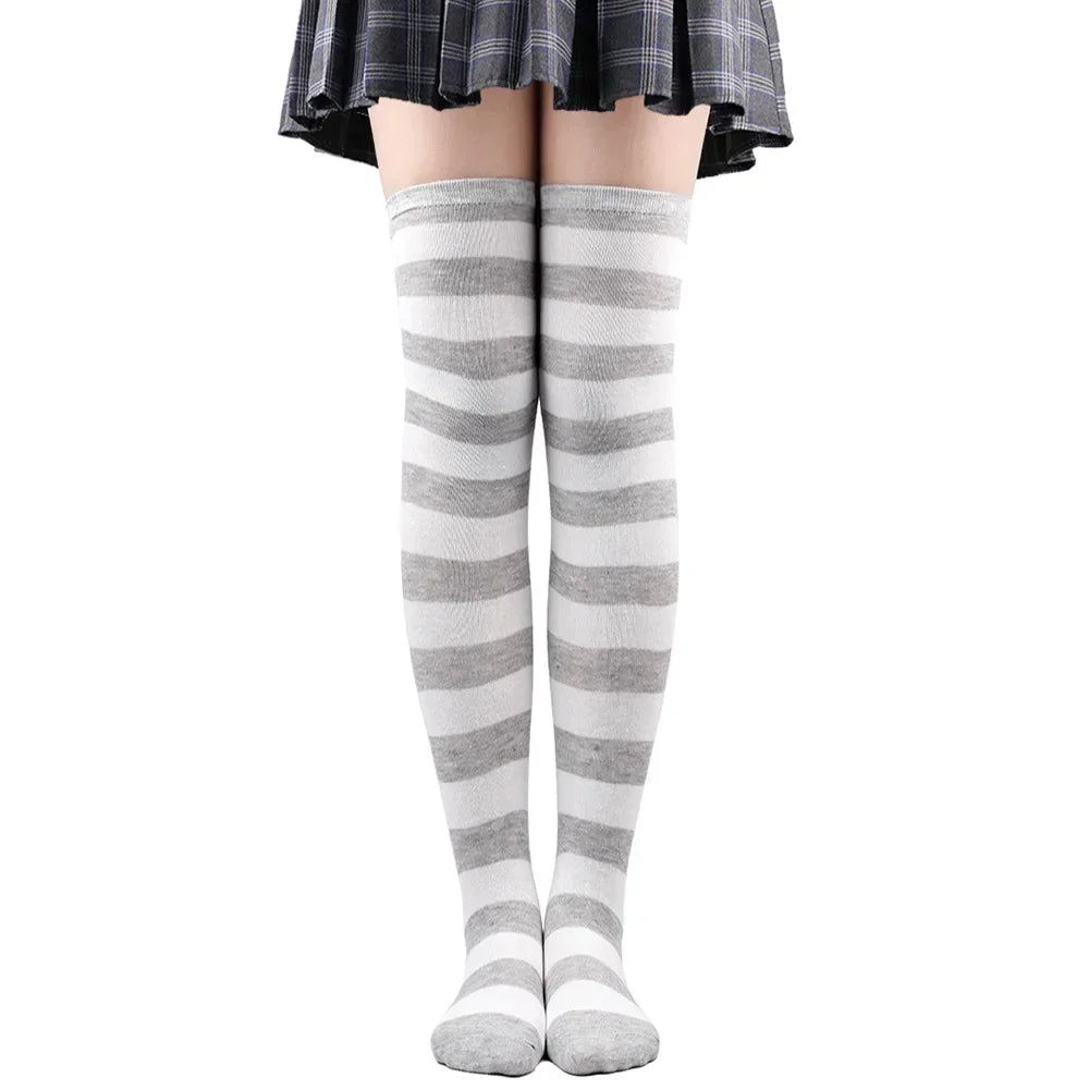 Sweet Stripe Thigh High Stockings (Colors)