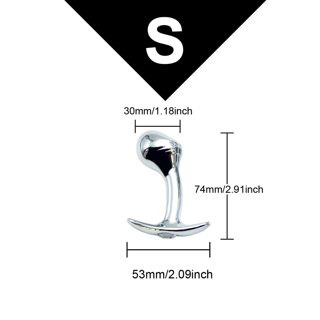 Gem Base Sleek Tapered Stainless Steel Anal Plug