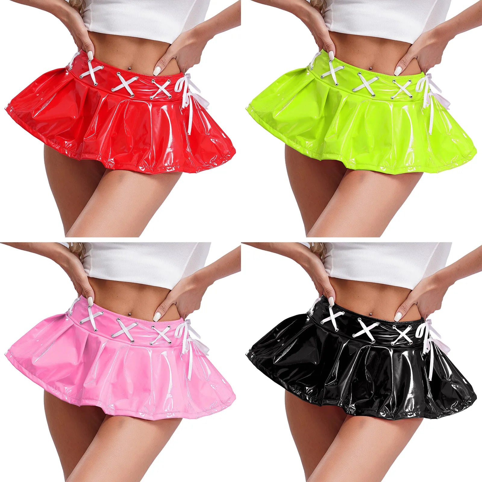 Sissy Wet Look Faux Leather Mini Skirt (Colors)