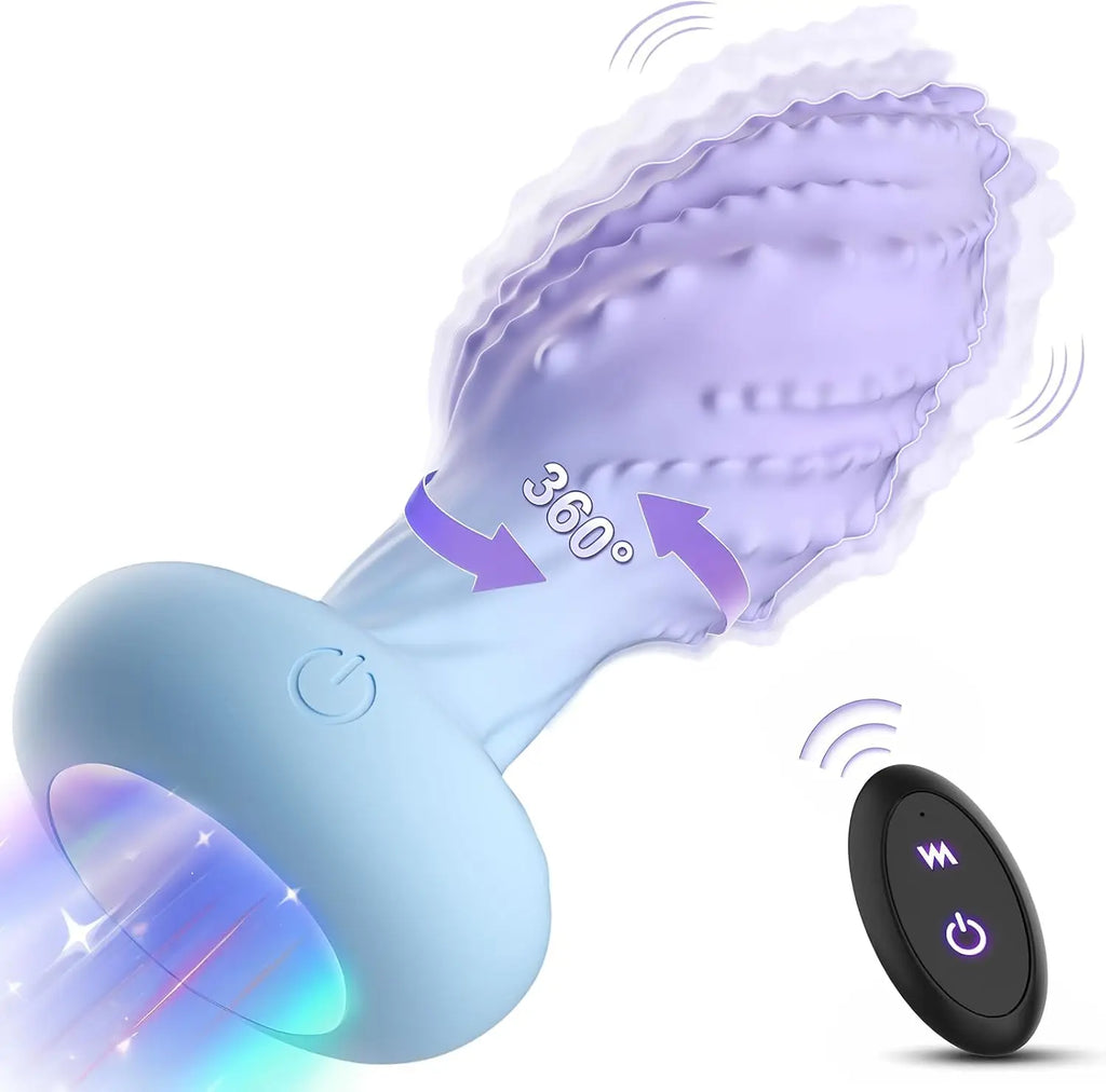 360° Rotating Anal Plug Vibrator with LED Light & Remote