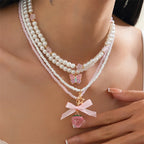 Berry Baby Bow Necklace - Puppy's Aesthetics