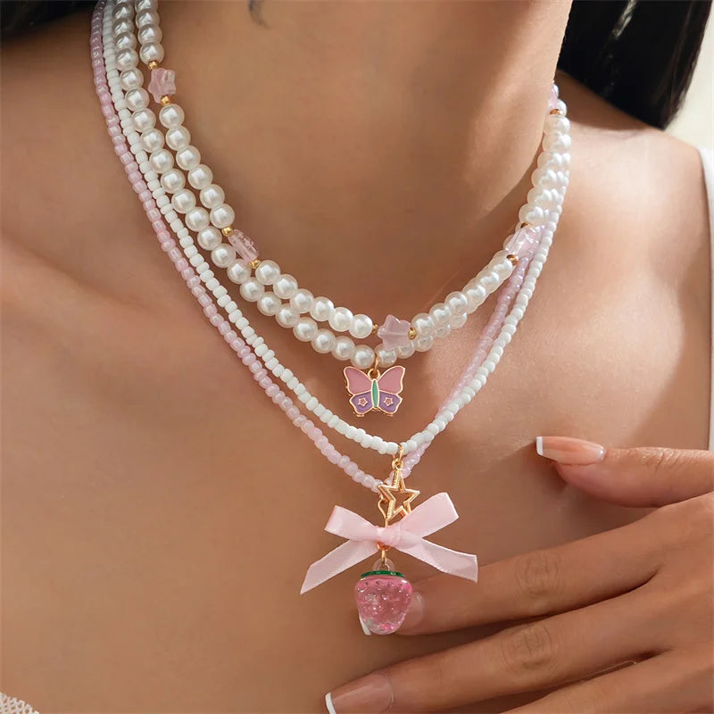 Berry Baby Bow Necklace - Puppy's Aesthetics