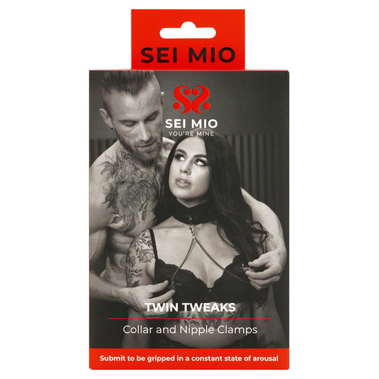 USA Only - SEI MIO Twin Tweaks Collar with Nipple Clamps