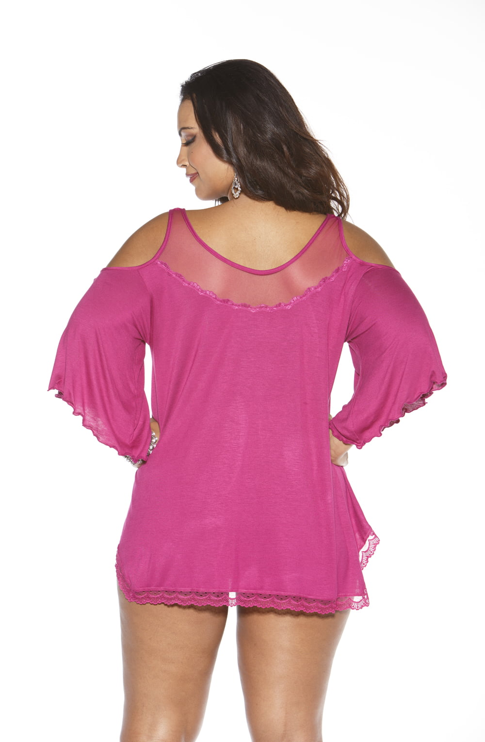 Sleepshirt with Lace and G-String (Magenta)