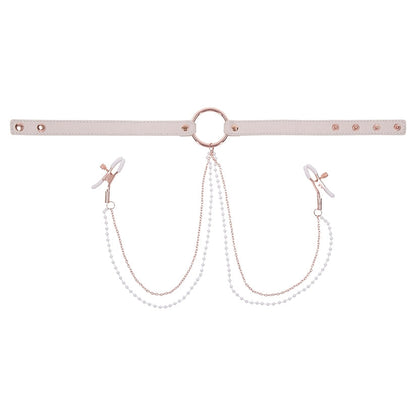 S&M Peaches Ôn CreaMe Collar with Nipple Clamps