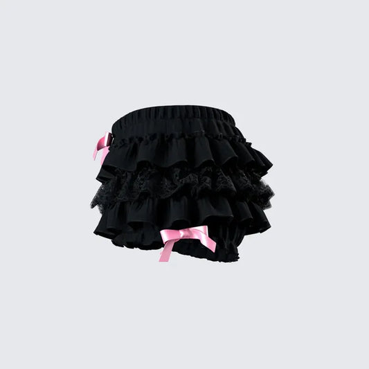 Ruffle Babydoll Shorts with Bows - Puppy's Aesthetics