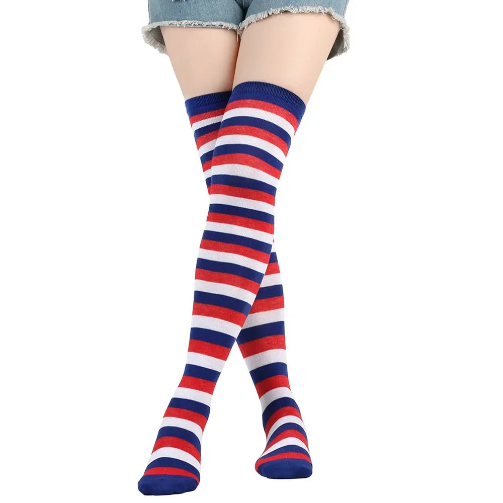 Sweet Stripe Thigh High Stockings (Colors)