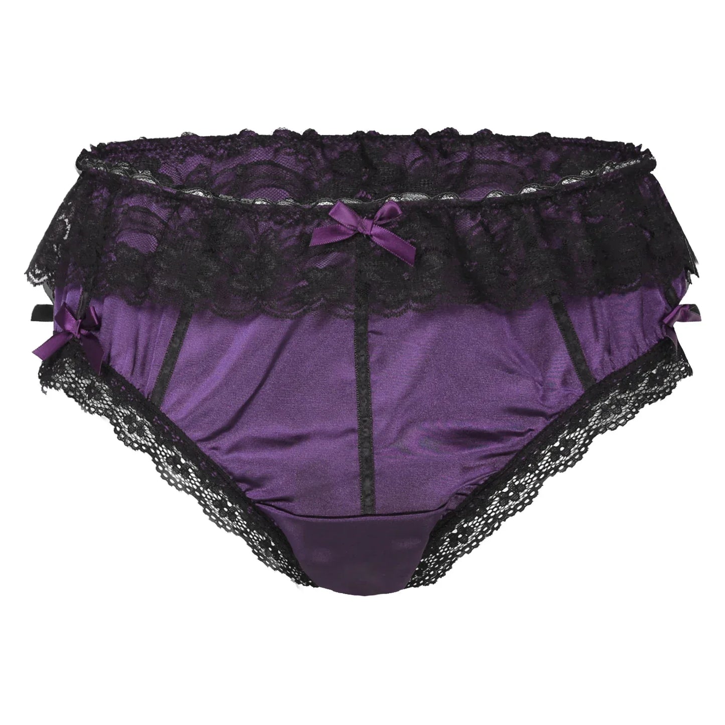 Sissy Underwear Shiny Satin Lace Ruffled Panties - Puppy's Aesthetics