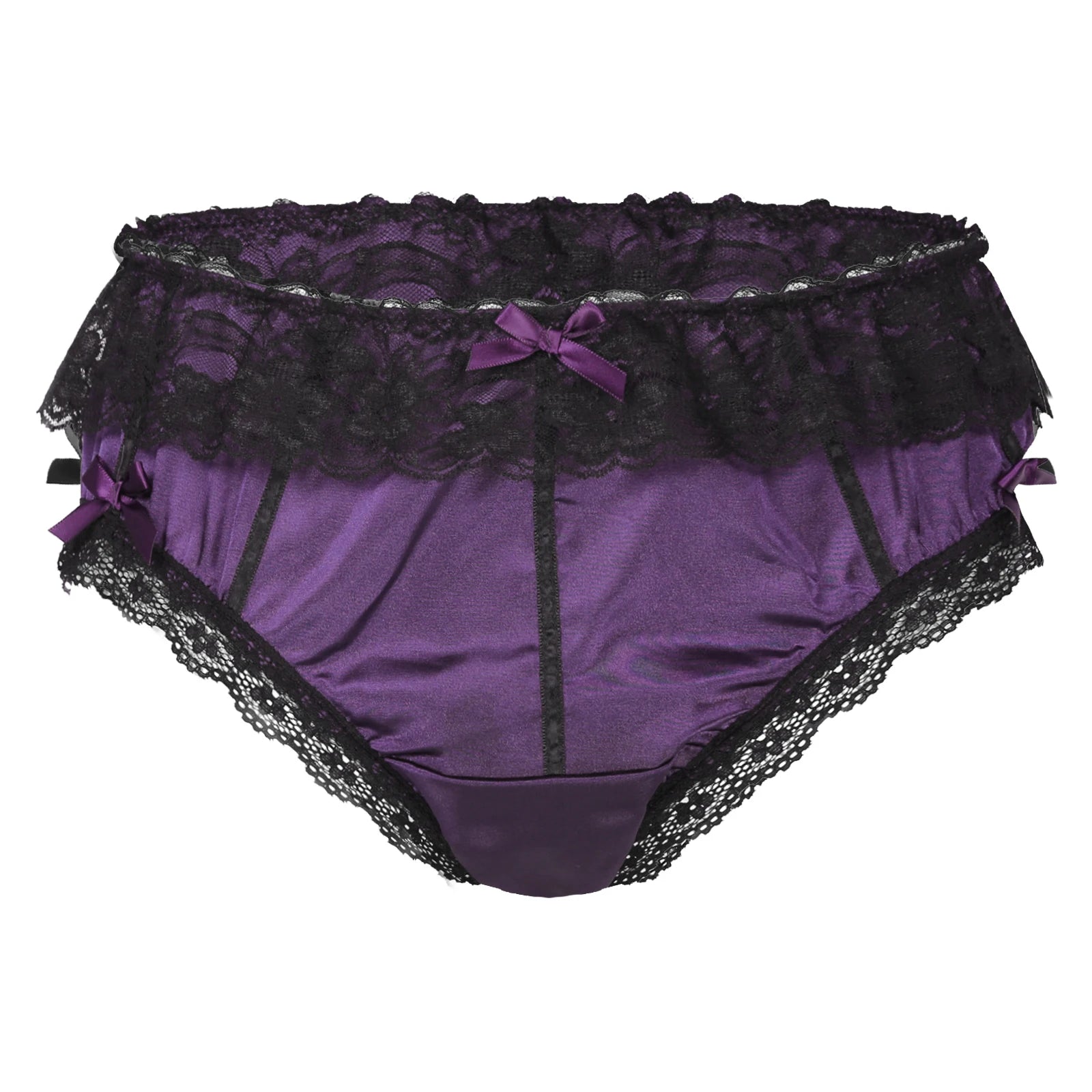Sissy Underwear Shiny Satin Lace Ruffled Panties
