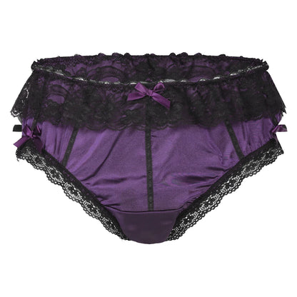 Sissy Underwear Shiny Satin Lace Ruffled Panties - Puppy's Aesthetics