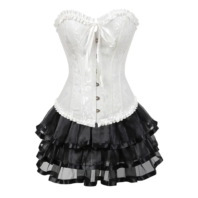 Plus Size Corset Dress & Tutu Skirt Set