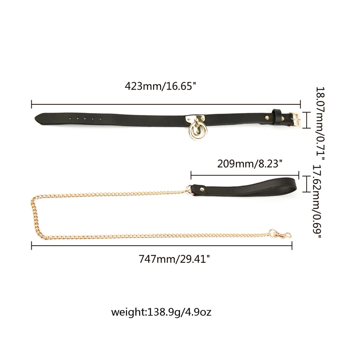 Black PU Leather Collar & Leash