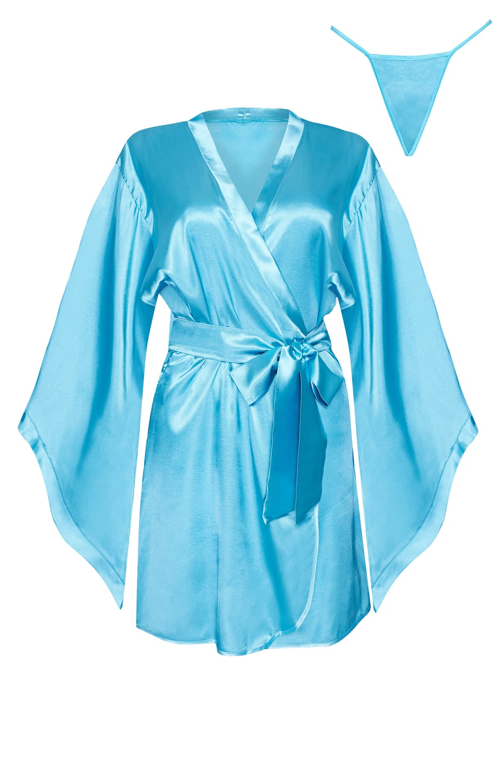 Samira Satin Peignoir Robe (Turquoise)