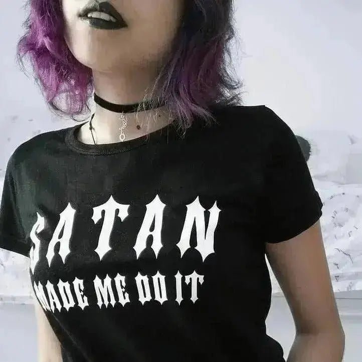 'Satan Made Me Do It' Graphic Tee Puppy's Aesthetics