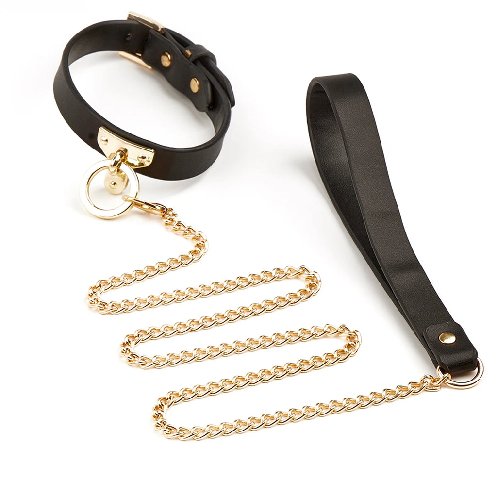 Black PU Leather Collar & Leash