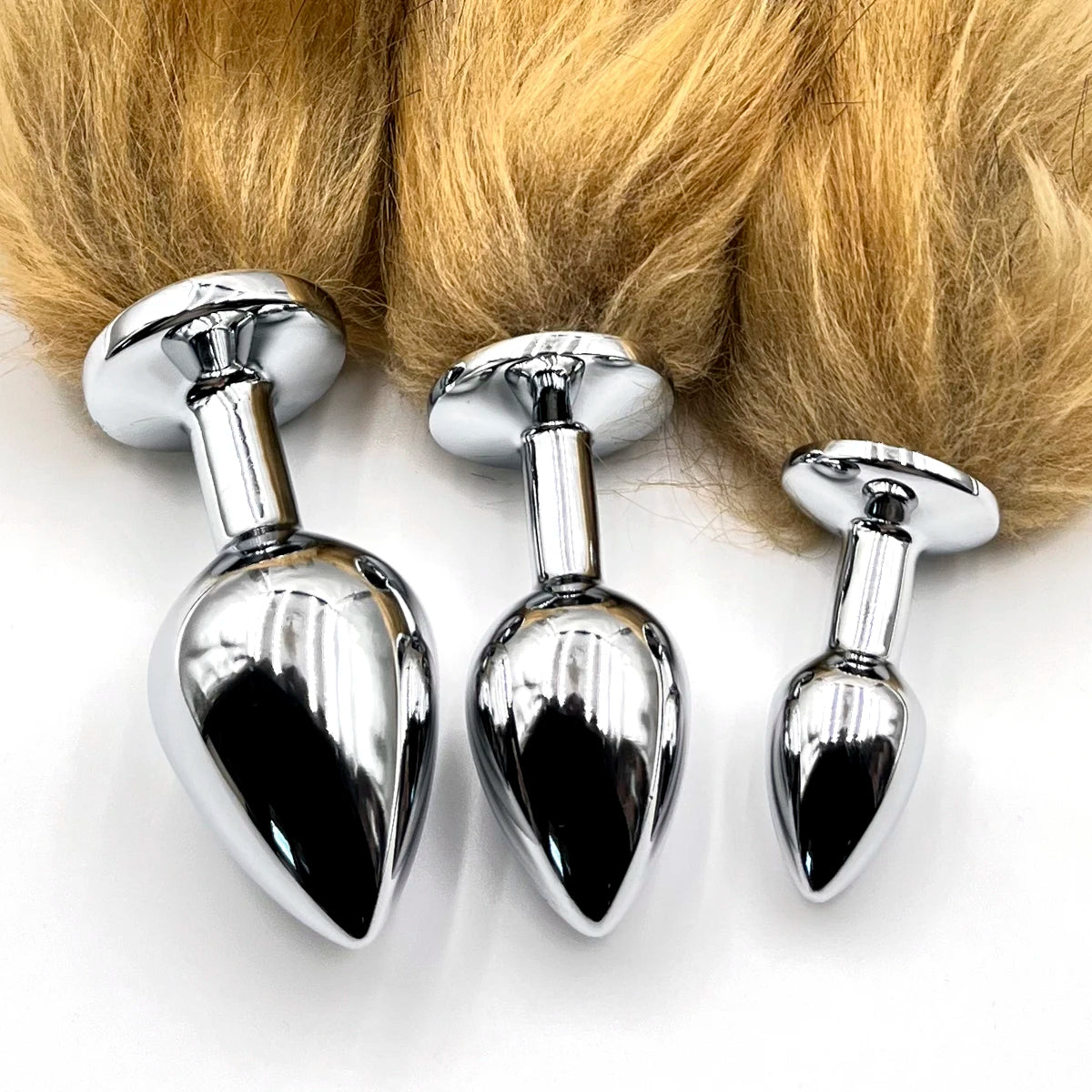 Brown Wolf Tail Stainless Steel Plug