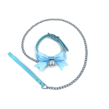 Cute Pink Ribbon Bell Collar + Leash (Colors)