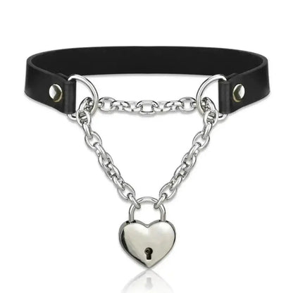 Submissive Heart Lock Stainless Steel Collar