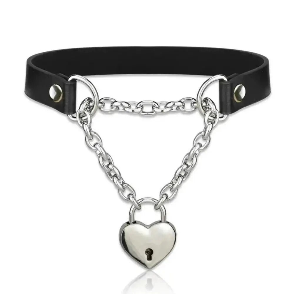 Submissive Heart Lock Stainless Steel Collar