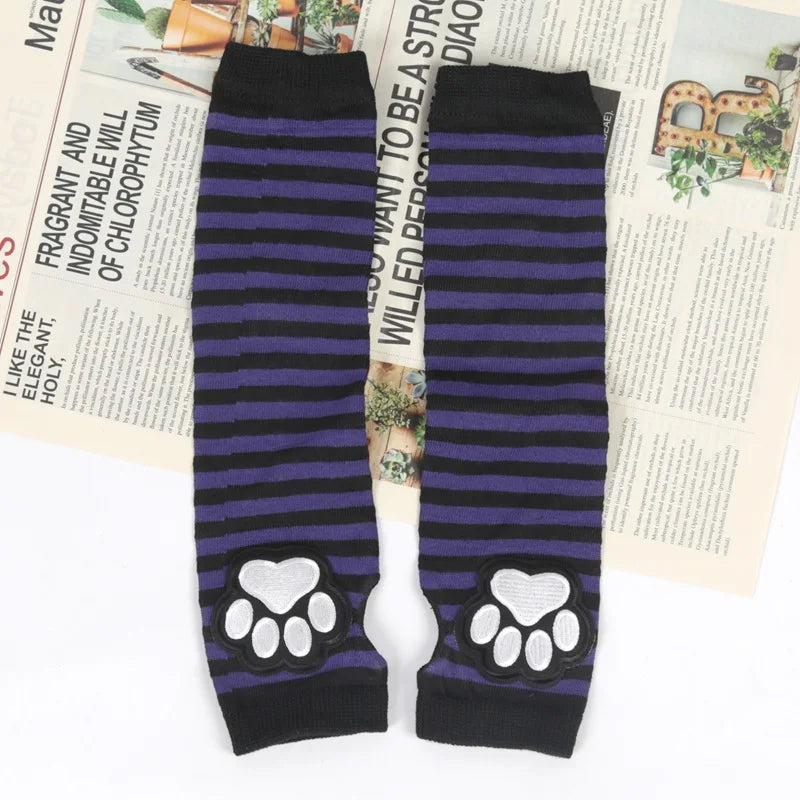 Punk Kitty Paw Fingerless Arm Warmers (Colors)