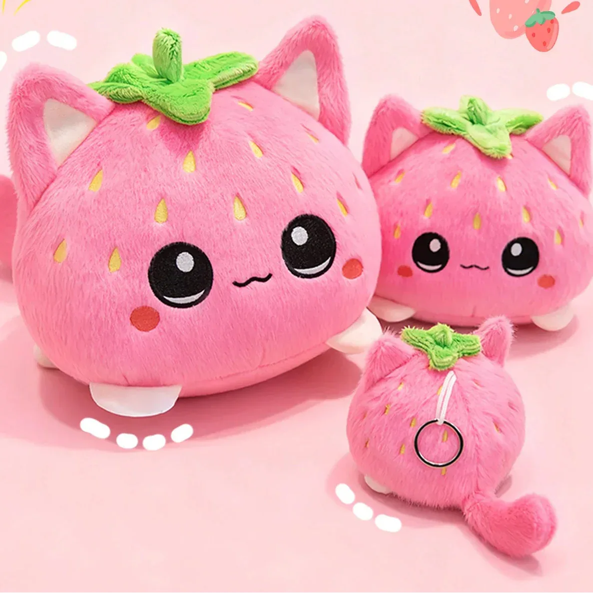 Kawaii Strawberry Cat Plushie - Puppy's Aesthetics