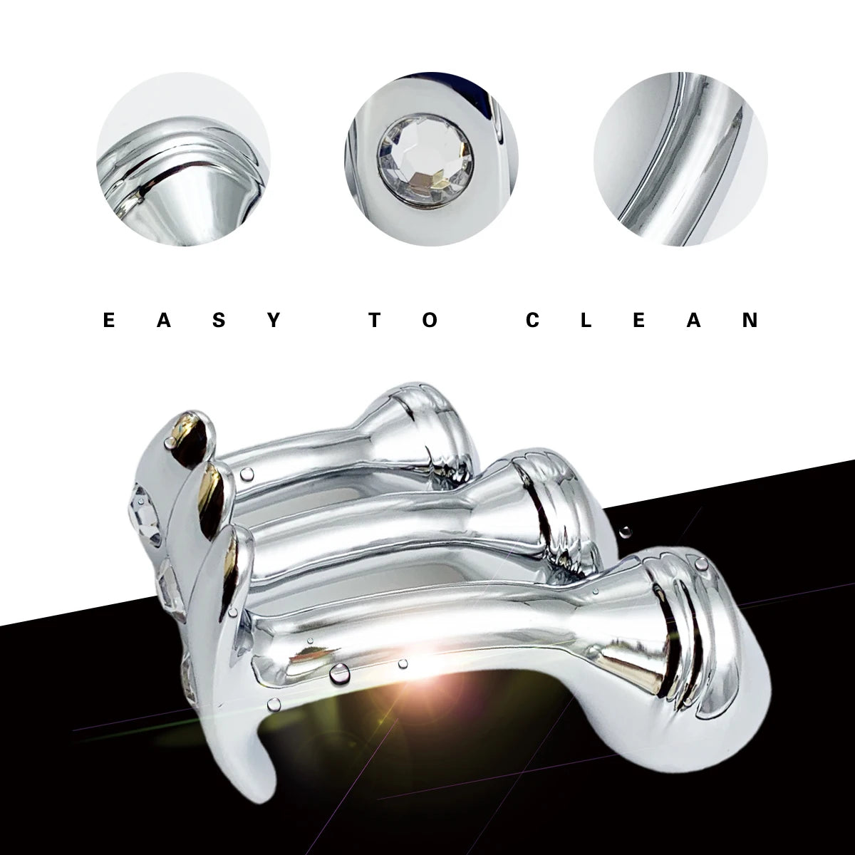 Gem Base Sleek Tapered Stainless Steel Anal Plug