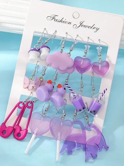 Cute Purple Kawaii Earrings