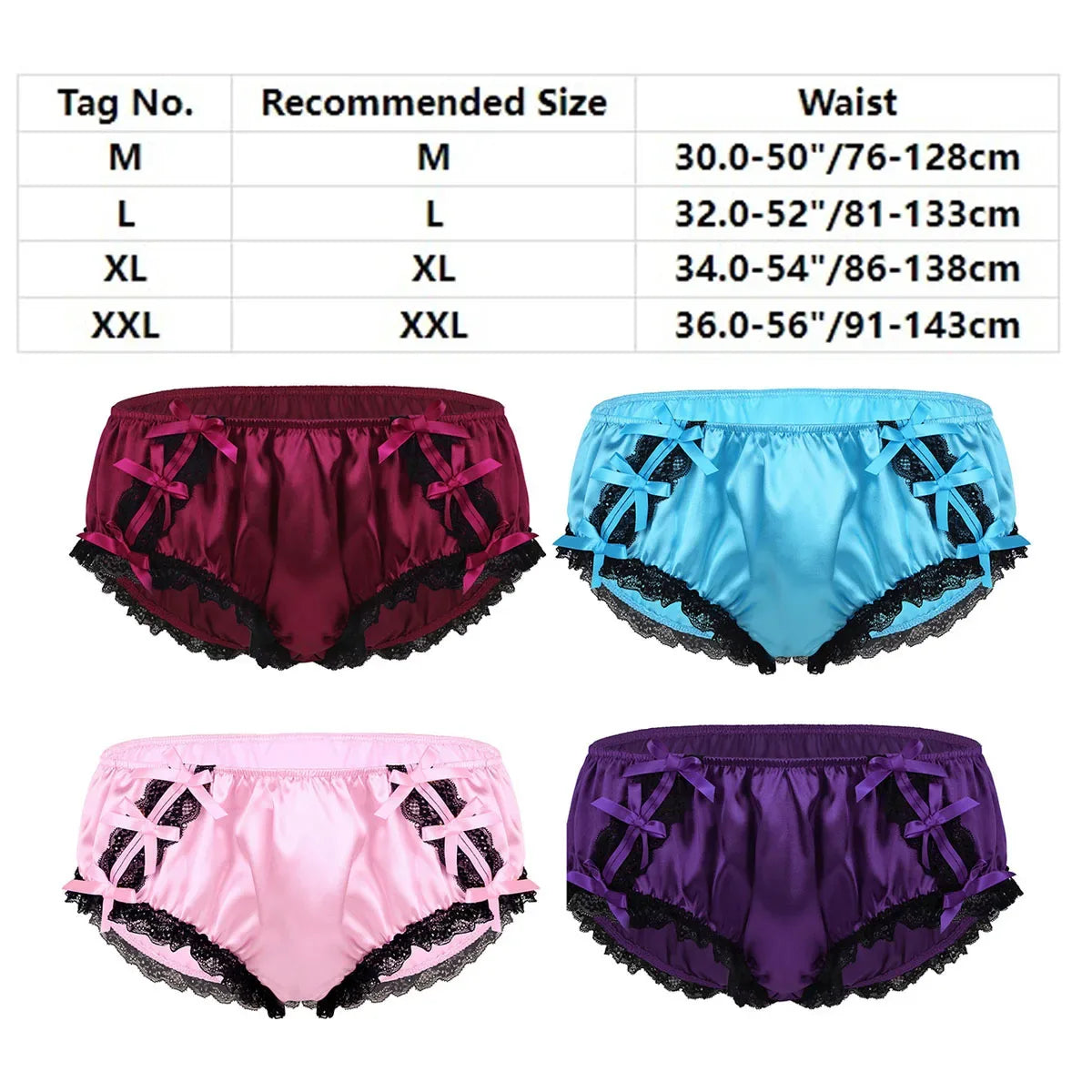 Sissy Underwear Shiny Satin Lace Ruffled Panties - Puppy's Aesthetics