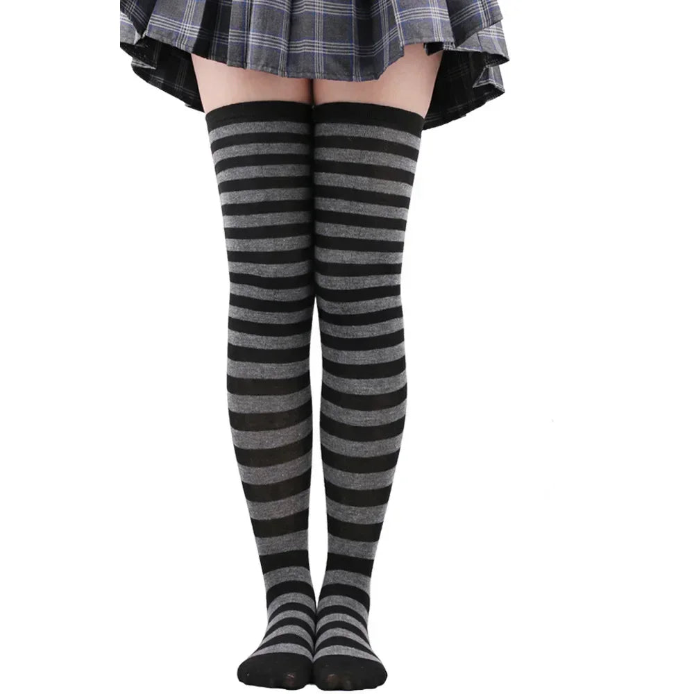 Sweet Stripe Thigh High Stockings (Colors)