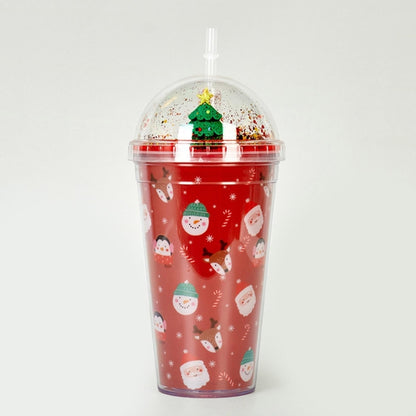 Cute Christmas Cup with Lid Straw