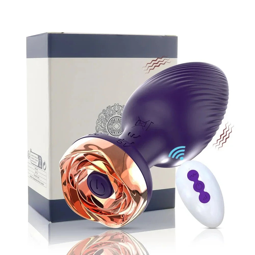 Rose Vibrator Anal Plug Remote-Controlled