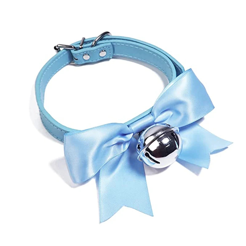 Cute Pink Ribbon Bell Collar + Leash (Colors)