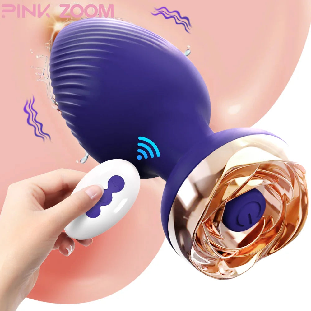 Rose Vibrator Anal Plug Remote-Controlled