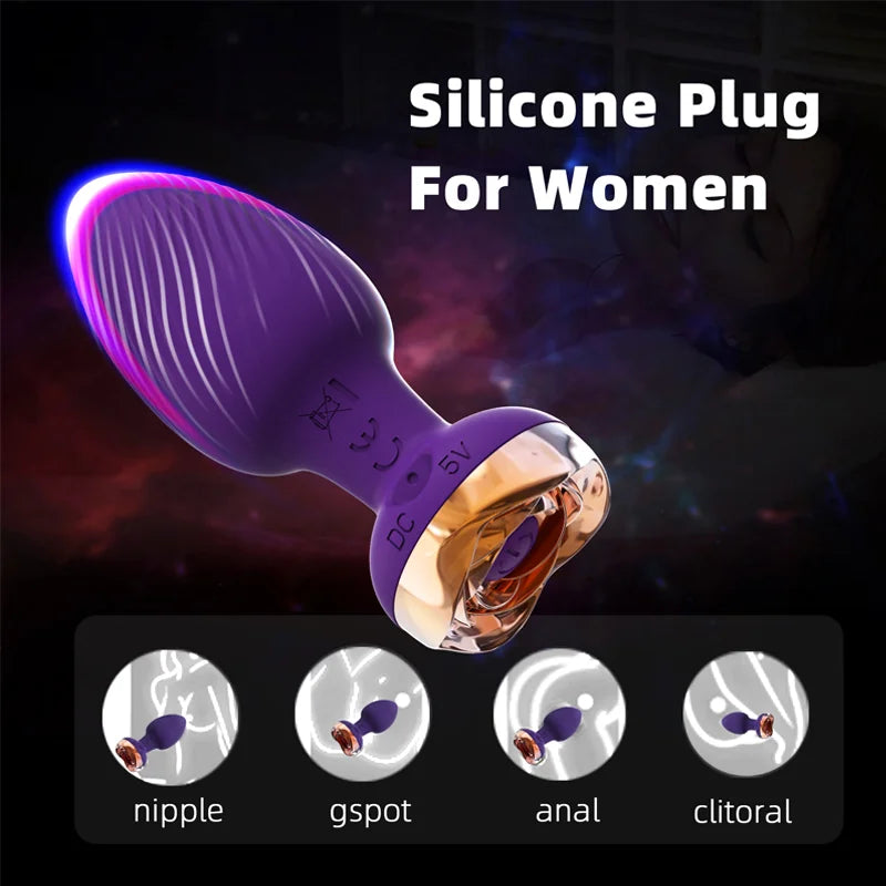 Rose Vibrator Anal Plug Remote-Controlled