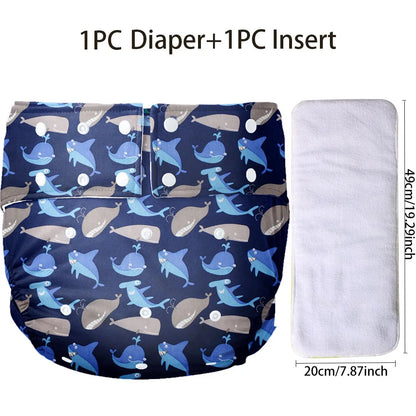 Washable ABDL Cute Cloth Diaper + Insert (Colors)