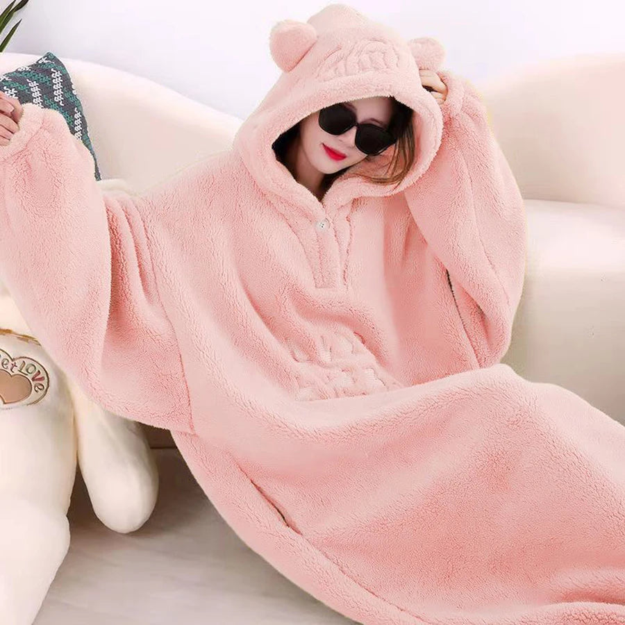 Oversized Soft Fleece Hooded Blanket (Colors)