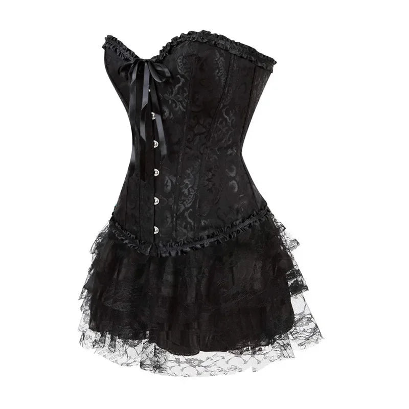 Plus Size Corset Dress & Tutu Skirt Set