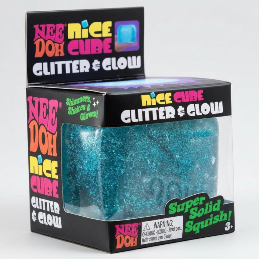 NeeDoh Nice Cube Glitter & Glow – Blue