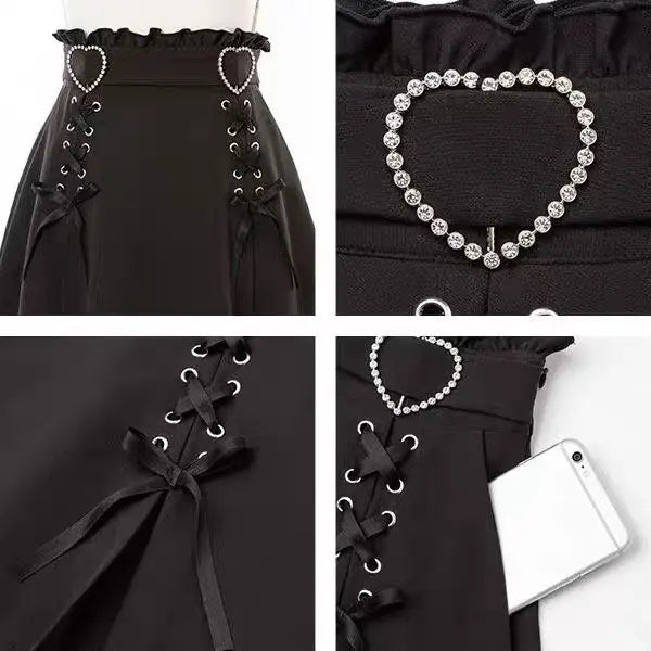 Gothic Heart High Waist Mini Bandage Skirt (Colors)