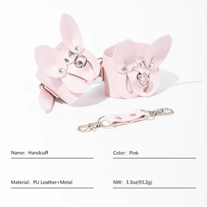 BDSM Pink Bunny Ears Wrist Cuffs