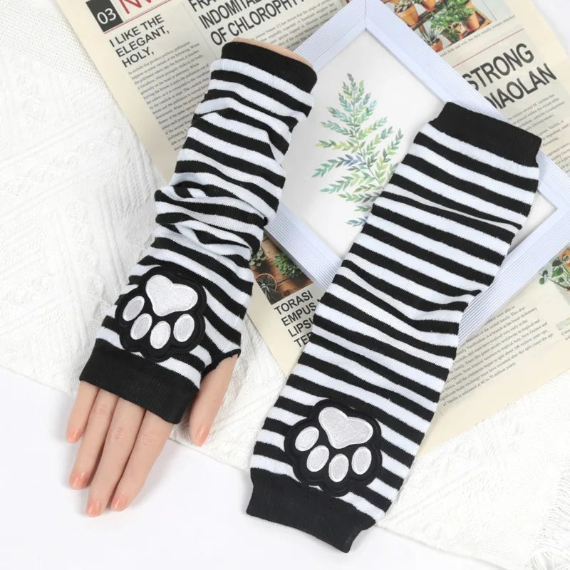 Punk Kitty Paw Fingerless Arm Warmers (Colors)