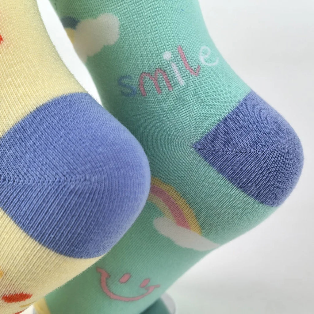 Smiley Rainbow Sky Mid-Calf Socks