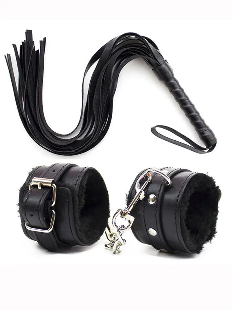 PU Leather Cuffs + Whip (Colors)