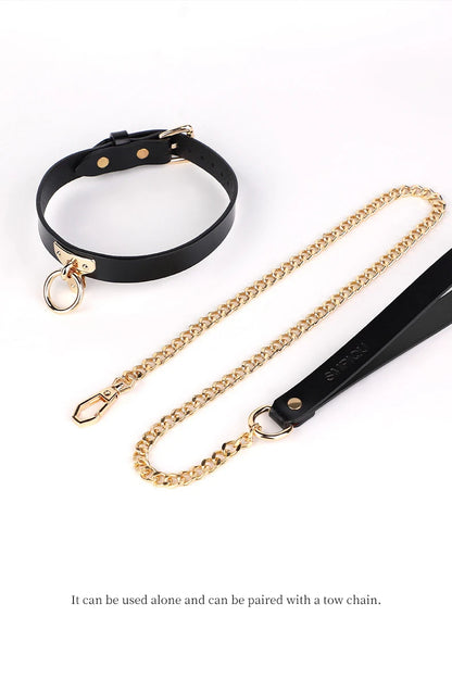 Genuine BDSM Leather Collar with Leash