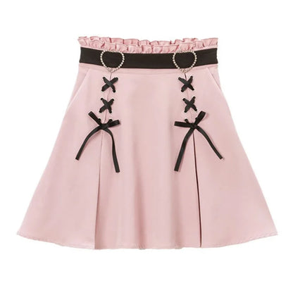 Gothic Heart High Waist Mini Bandage Skirt (Colors)