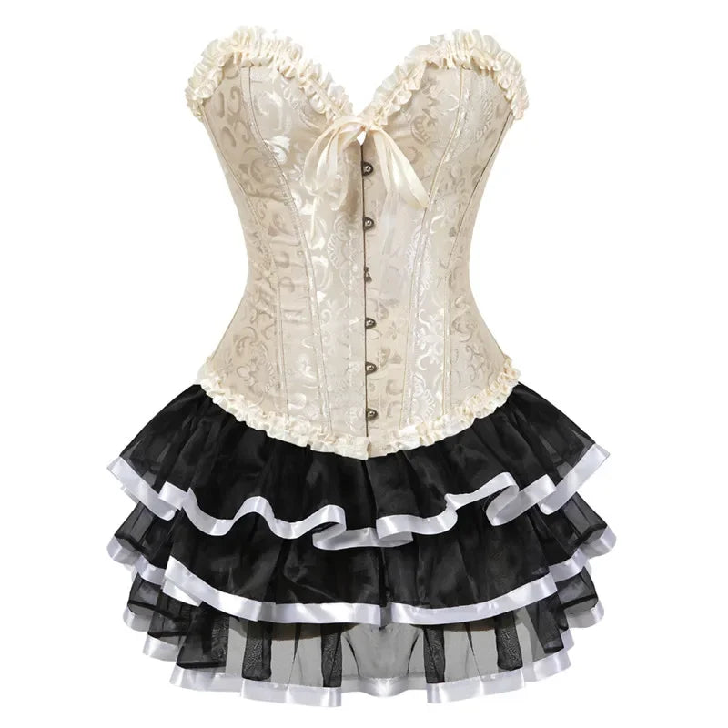 Plus Size Corset Dress & Tutu Skirt Set