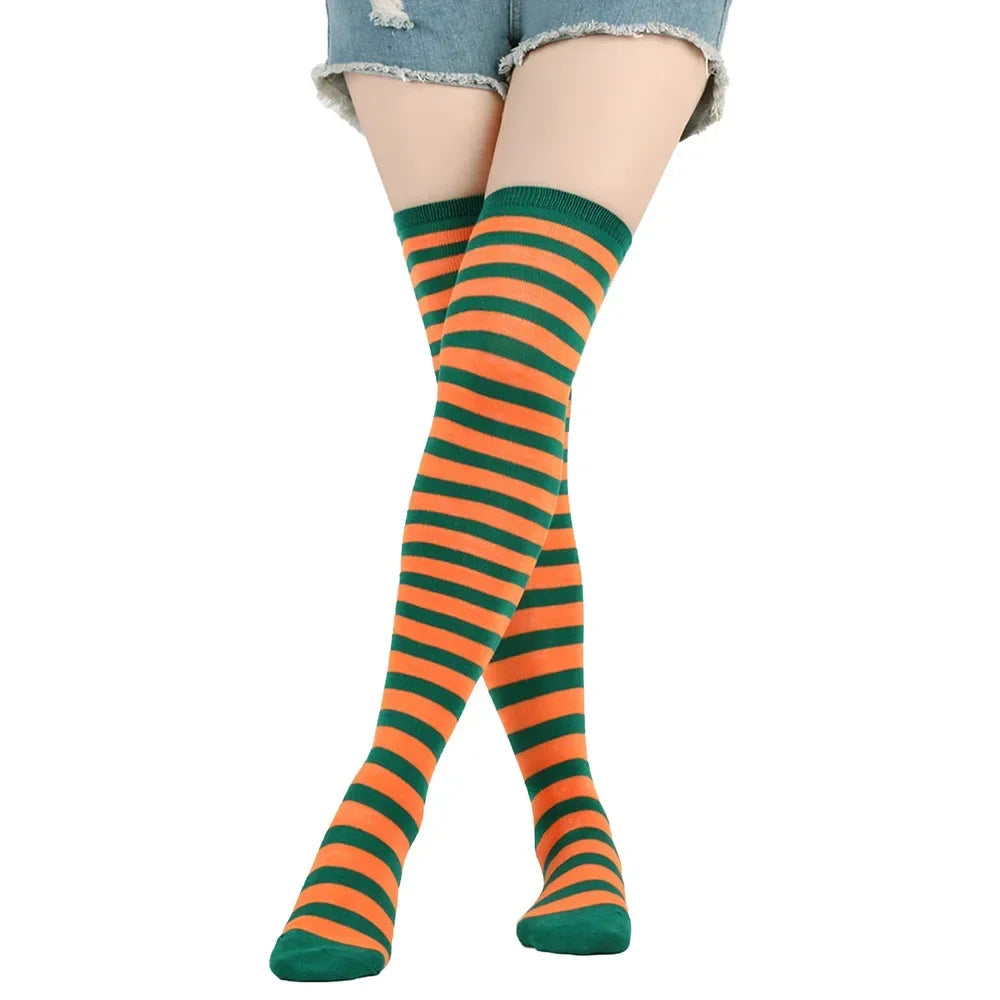 Sweet Stripe Thigh High Stockings (Colors)