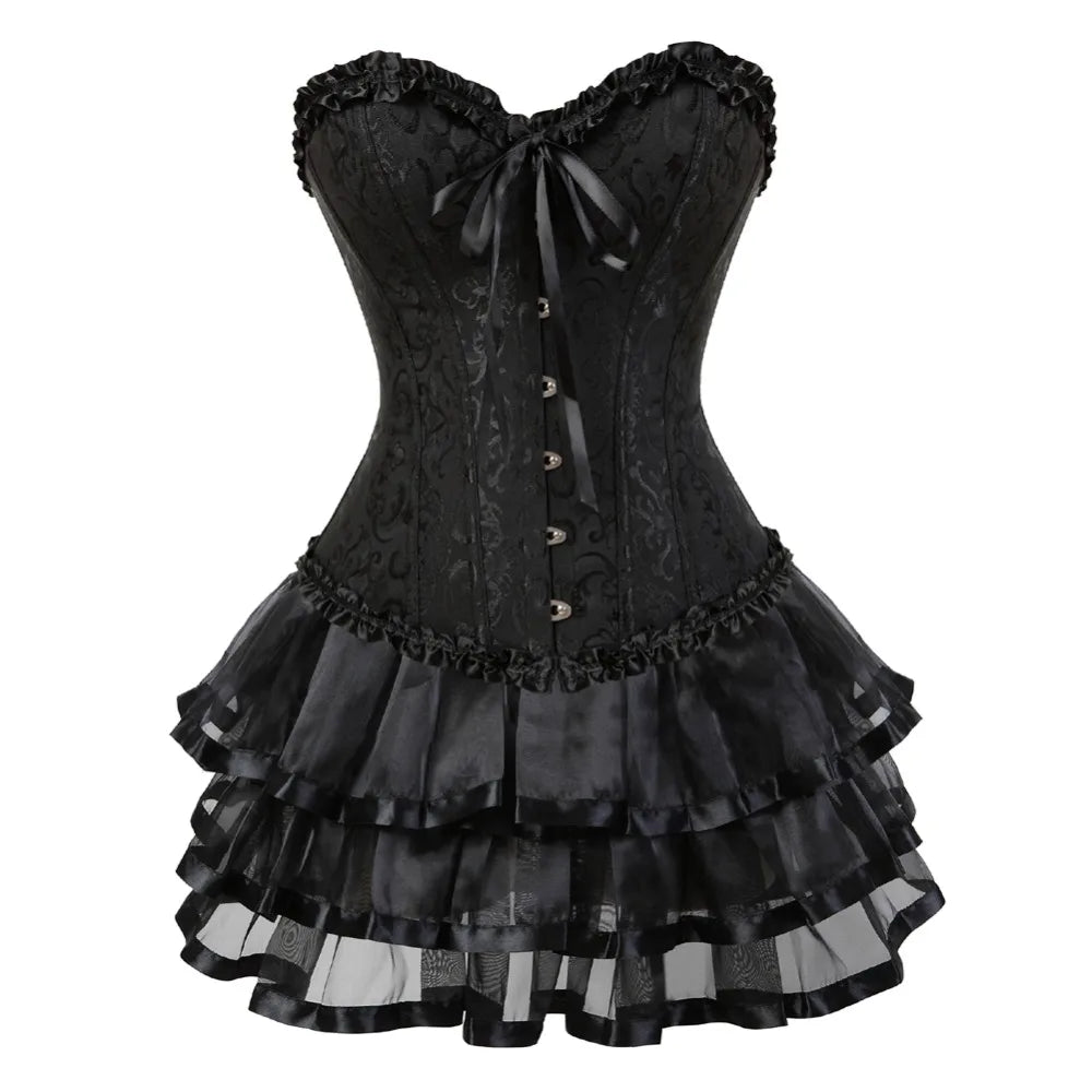 Plus Size Corset Dress & Tutu Skirt Set